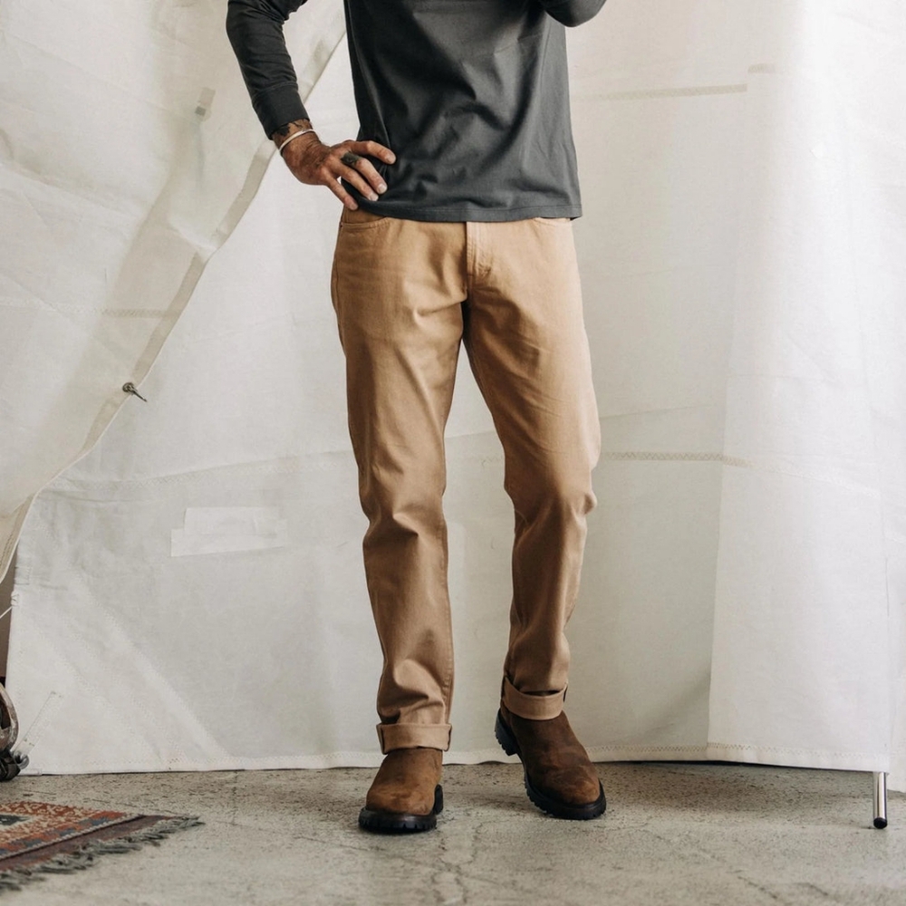 Taylor Stitch Men's Slim All Day Pant in Washed Tobacco Selvage - Size 34